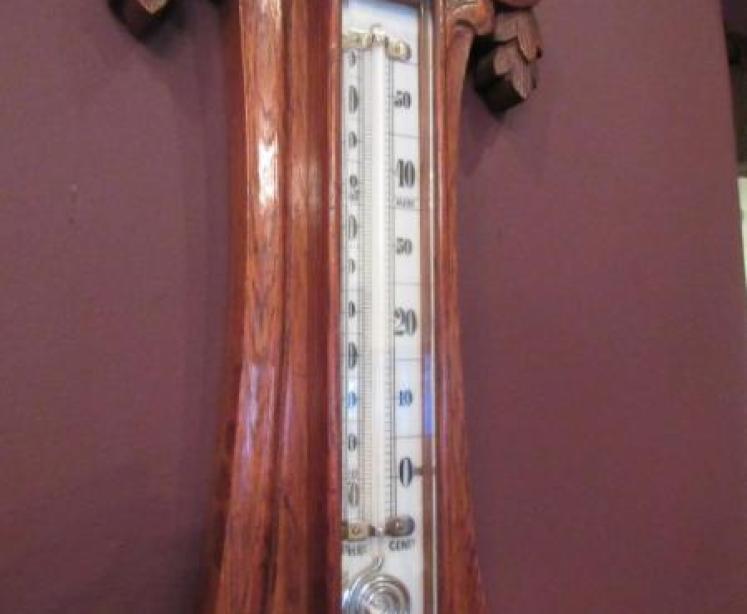 Superb Mid Victorian Polished Oak Banjo Barometer - Image 3
