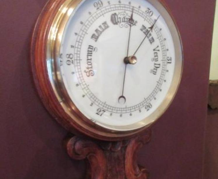 Superb Mid Victorian Polished Oak Banjo Barometer - Image 4