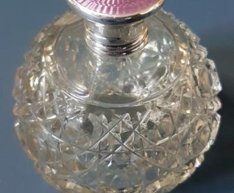 George V Period Silver & Enamel Top Scent Bottle - Image 1