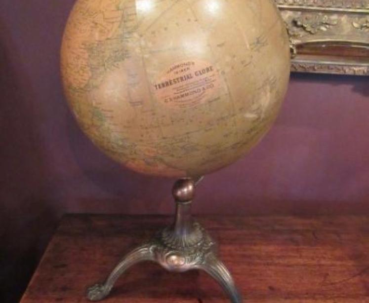 Large 1920's Hammond's 12" Paper Mache Terrestrial Globe - Image 1