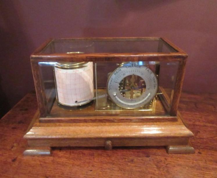 Edwardian Period Oak Cased Barograph & Barometer - Image 1