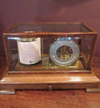Edwardian Period Oak Cased Barograph & Barometer