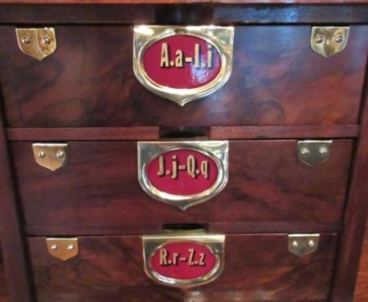 Superb Antique Sign Written Three Drawer Filing Cabinet - Image 3