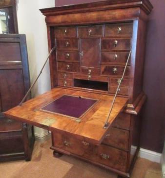 Very Original William & Mary Period Walnut Fitted Escritoire
