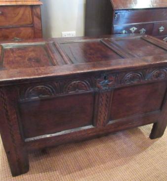 George II Period Oak Three Panel Yorkshire Coffer