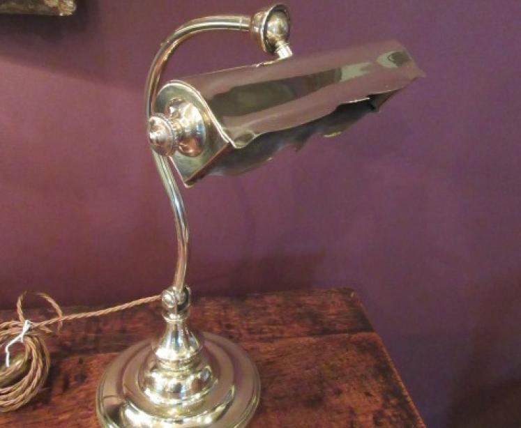 Edwardian Period Cast Brass Adjustable Desk Lamp - Image 1