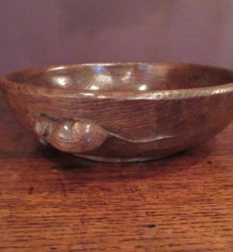 Early Mouseman Adzed Oak Fruit Bowl