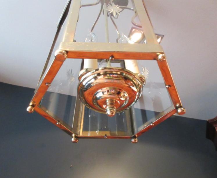 Edwardian Period Polished Brass Hall Lantern - Image 3