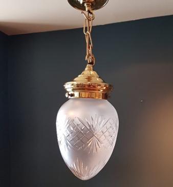 Edwardian Period Crystal Cut Glass Hanging Pendant Light