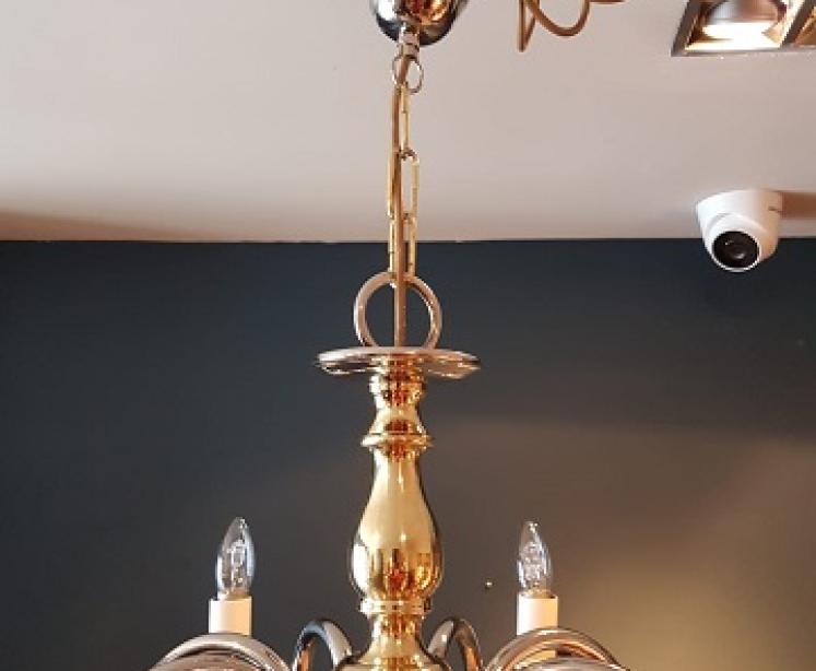 Edwardian Period Brass & Nickel Plated Chandelier - Image 4