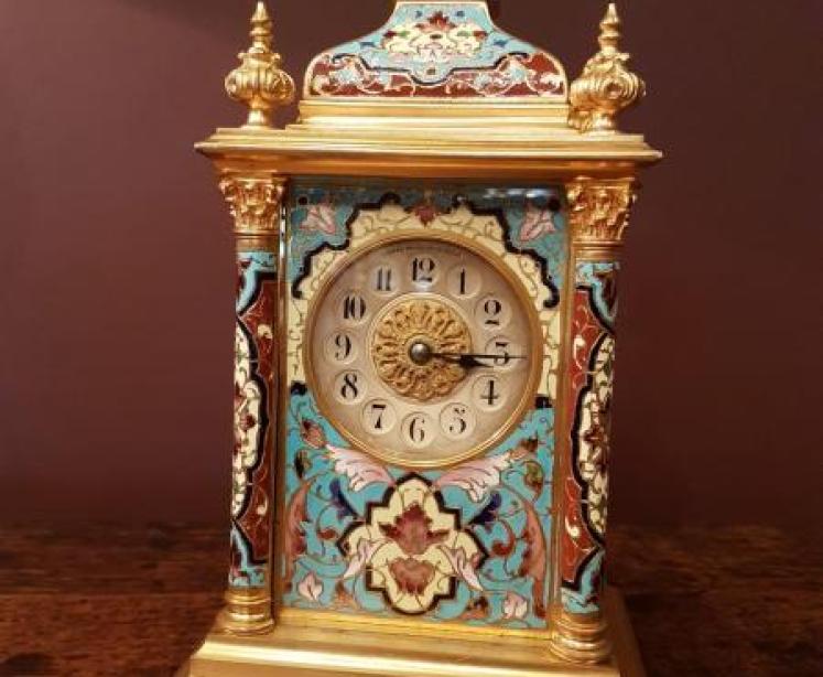 E. M & Co. Paris Champleve Enamel Clock - Image 5
