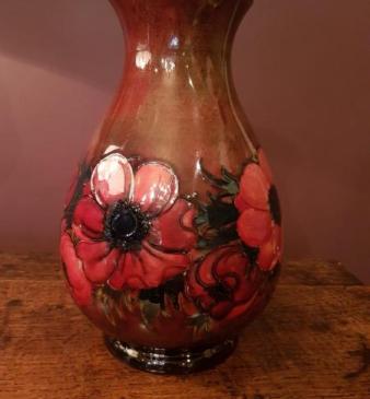 Large Moorcroft Anemone Flambe Vase