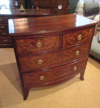Fine Regency Period Inlaid Bow Front Chest