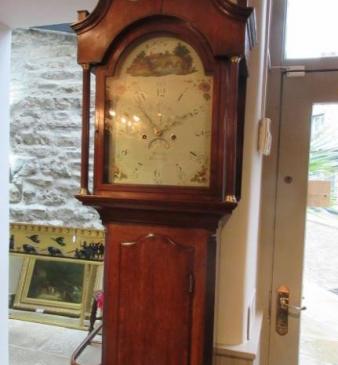 Small George III Period Sheraton Inlaid 8 Day Longcase Clock