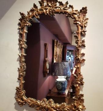 Victorian Timber Gilt Oak Leaf Design Mirror