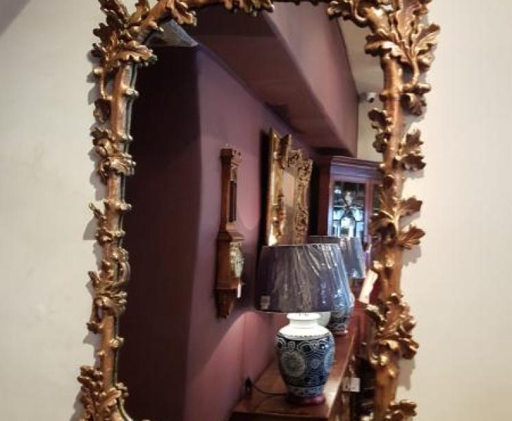 Victorian Timber Gilt Oak Leaf Design Mirror - Image 1