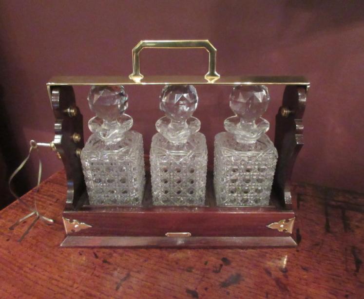 Superb Victorian Antique Rosewood Three Bottle Tantalus - Image 1