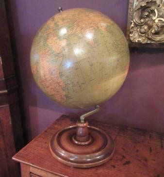 Superb 1920's Phillip's 14" Plaster Terrestrial Globe