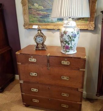 Regency Oak Brass Bound Two Piece Military Chest