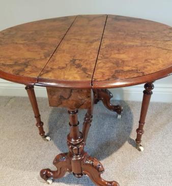 Superb Mid Victorian Burr Walnut Baby Sutherland Table