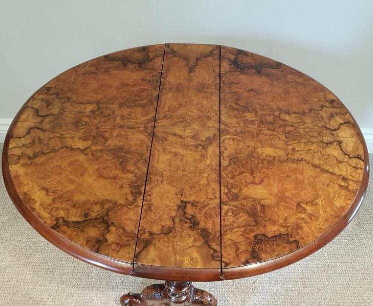 Superb Mid Victorian Burr Walnut Baby Sutherland Table - Image 4