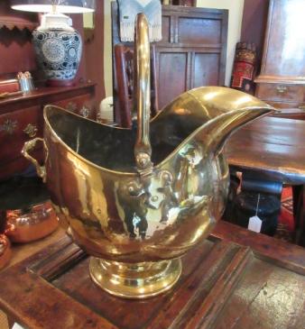 Mid Victorian Polished Brass Coal Scuttle