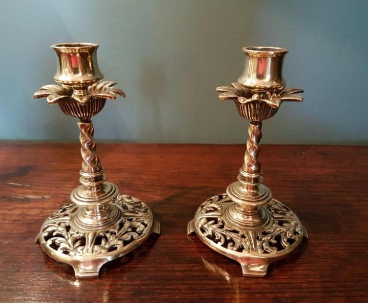 Pair of Late Victorian Decorative Candlesticks - Image 1