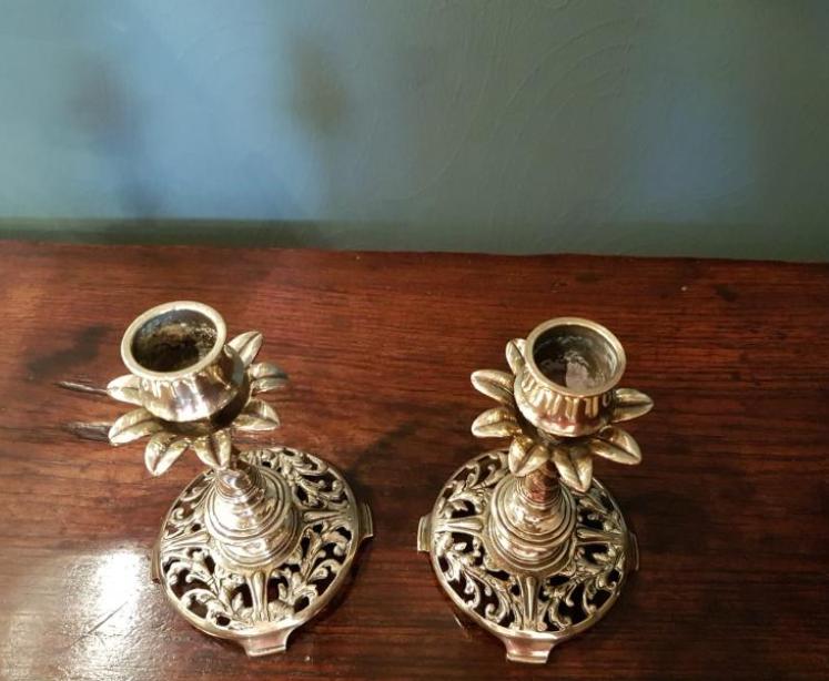 Pair of Late Victorian Decorative Candlesticks - Image 4