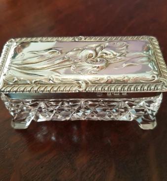 Art Nouveau Silver and Cut Crystal Table Box