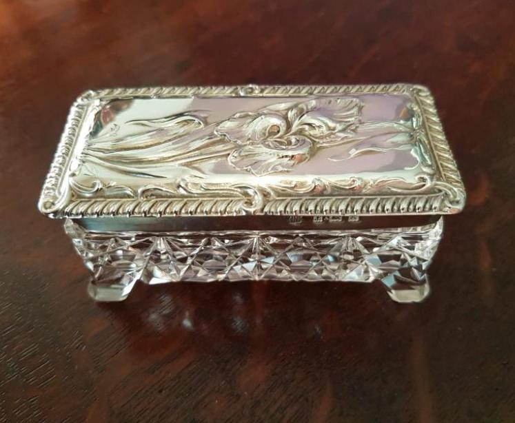 Art Nouveau Silver and Cut Crystal Table Box - Image 1