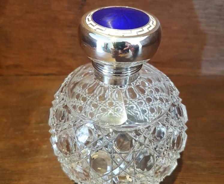 Edwardian Period Silver & Royal Blue Enamel Scent - Image 1