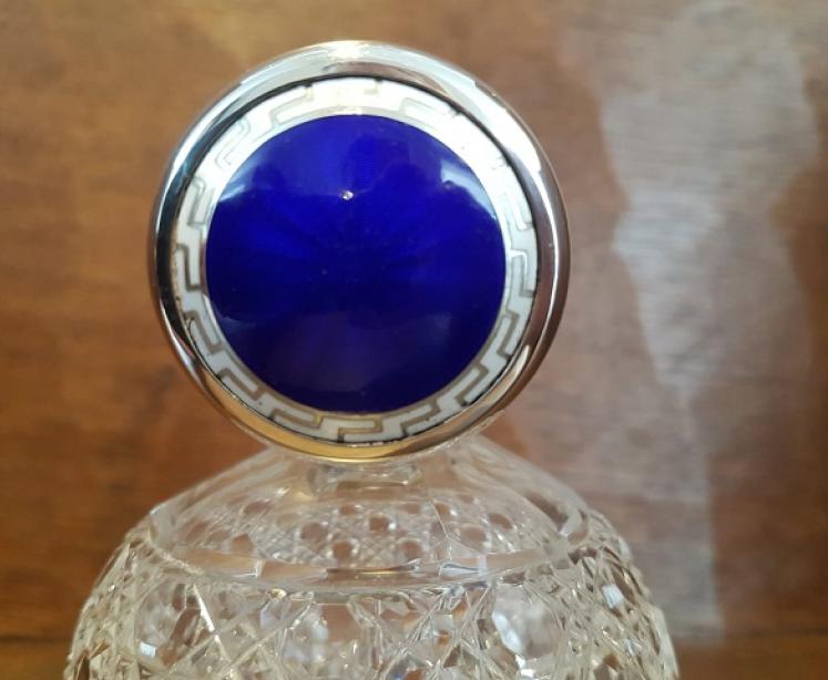 Edwardian Period Silver & Royal Blue Enamel Scent - Image 2