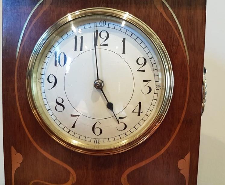 Superb Art Nouveau Mother of Pearl Inlaid Mantel Clock - Image 2