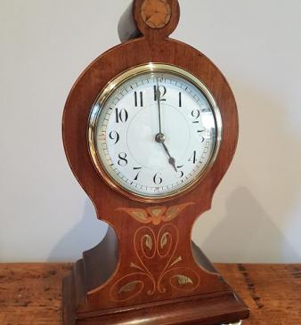 Art Nouveau Period Inlaid Shaped Mantel Clock