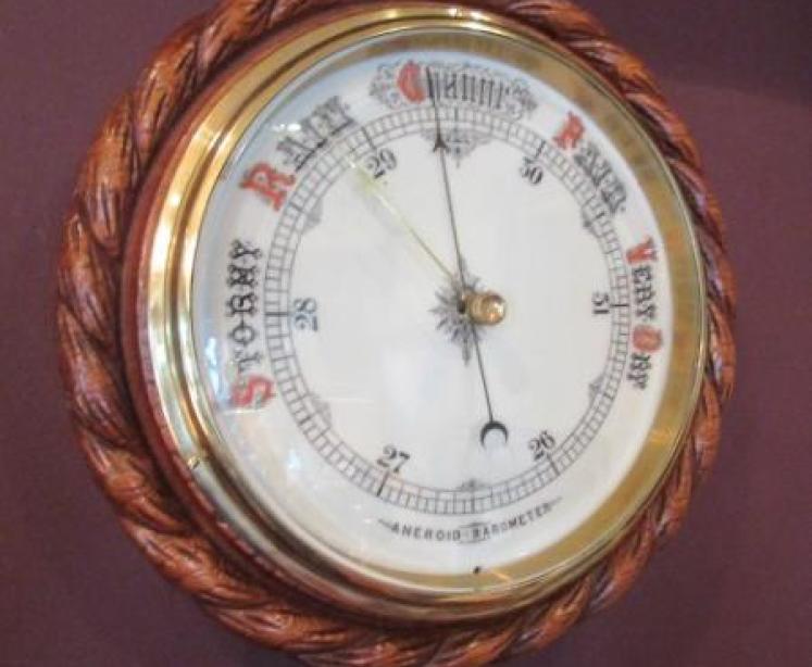 Large Mid Victorian Polished Oak Ship's Barometer - Image 1