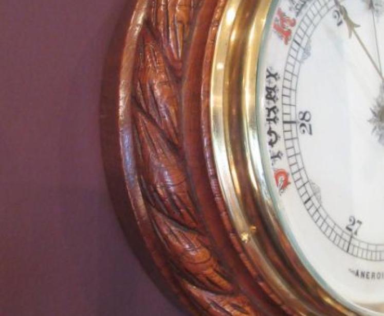 Large Mid Victorian Polished Oak Ship's Barometer - Image 3