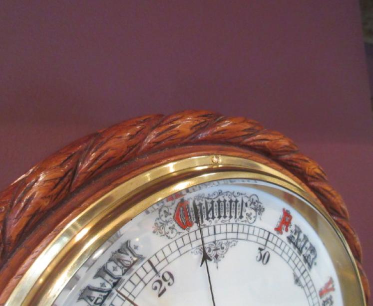 Large Mid Victorian Polished Oak Ship's Barometer - Image 4