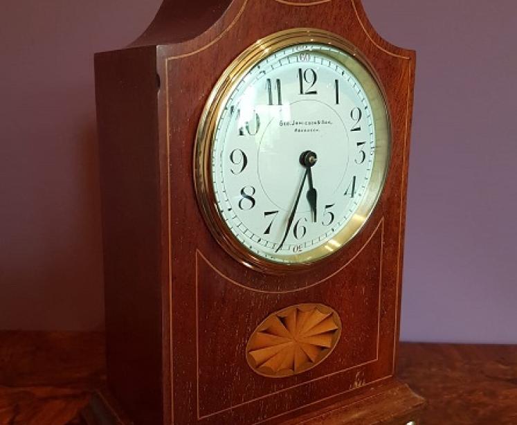 Edwardian Period Antique Sheraton Inlaid Mantel Clock - Image 1
