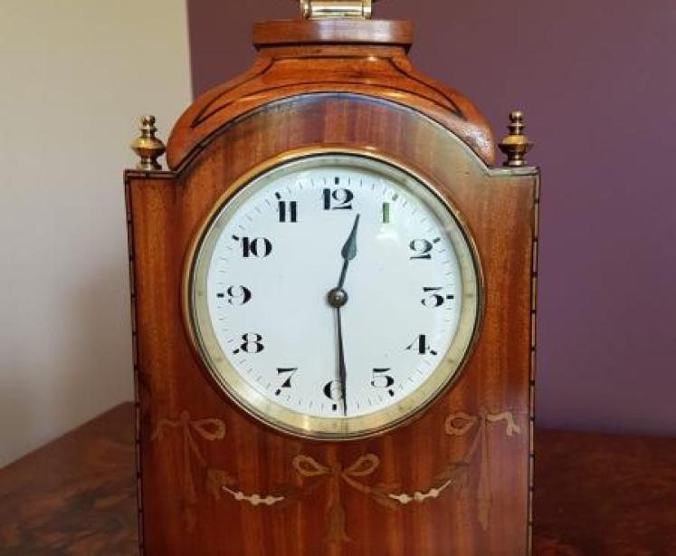 Edwardian Inlaid Satinwood Mantel Clock - Image 1