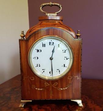 Edwardian Inlaid Satinwood Mantel Clock