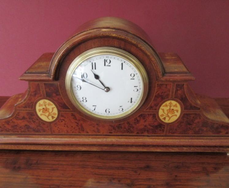 Edwardian Period Antique Inlaid Shaped Mantel Clock - Image 1