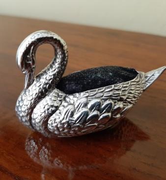 Edwardian Antique Silver 'Swan' Novelty Pin Cushion