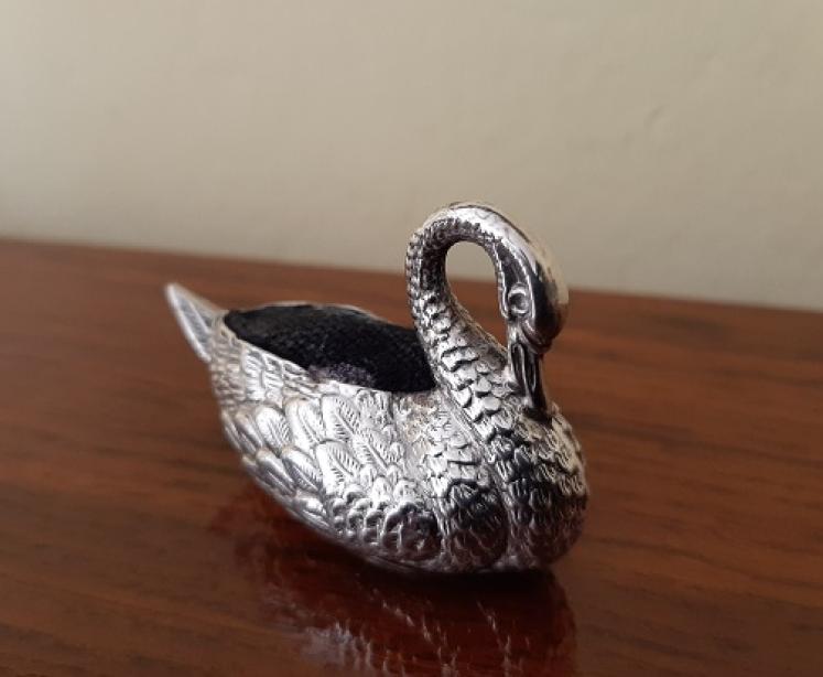 Edwardian Antique Silver 'Swan' Novelty Pin Cushion - Image 5