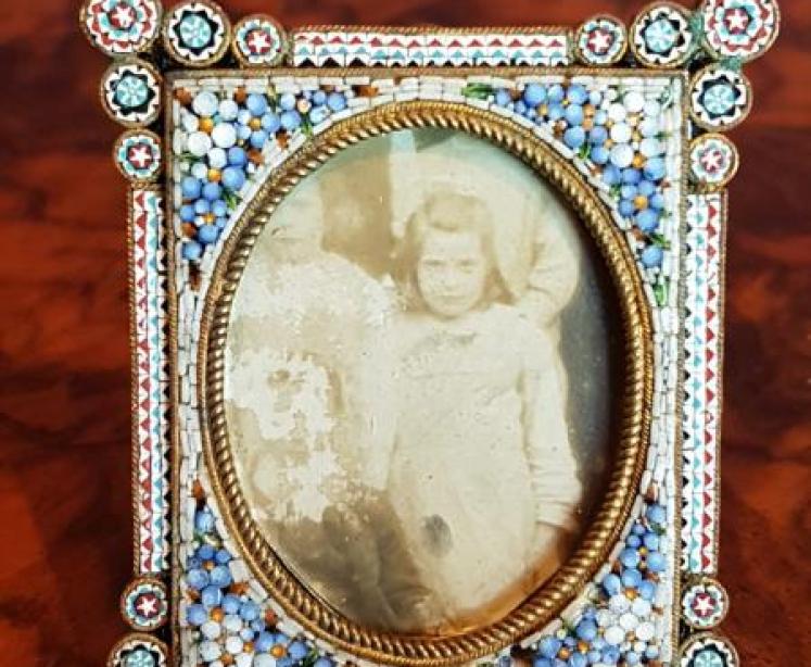 Superb 19 Century Miniature Micro Mosaic Photo Frame - Image 1