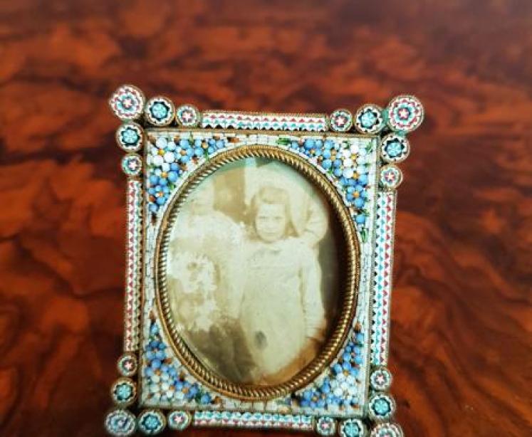 Superb 19 Century Miniature Micro Mosaic Photo Frame - Image 4