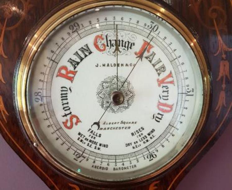 Quality Small Edwardian Inlaid Rosewood Barometer - Image 4