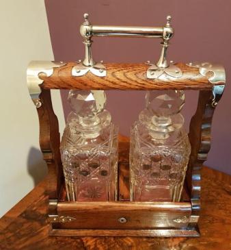 Top Quality Mid Victorian Antique Two Bottle Tantalus