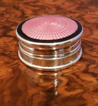 George V Period Antique Silver & Pink Enamel Box