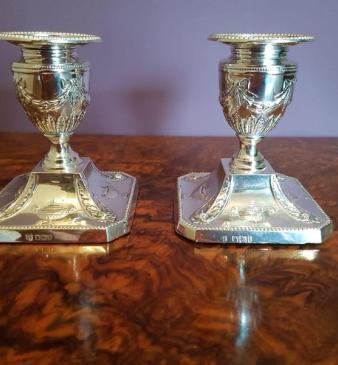 Pair of Antique Victorian Silver Candlesticks by James Deakin