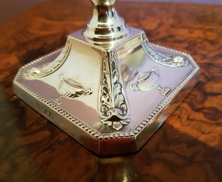 Pair of Antique Victorian Silver Candlesticks by James Deakin - Image 3